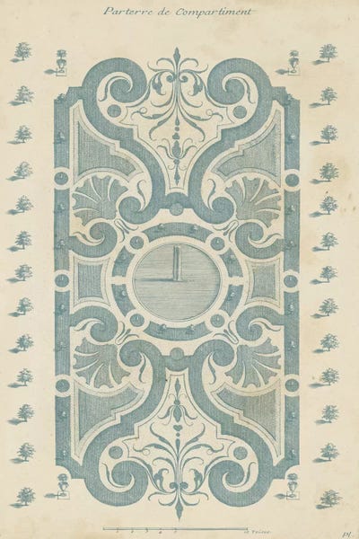 Hardware: Garden Design In Blue I by DeZallier d'Argenville