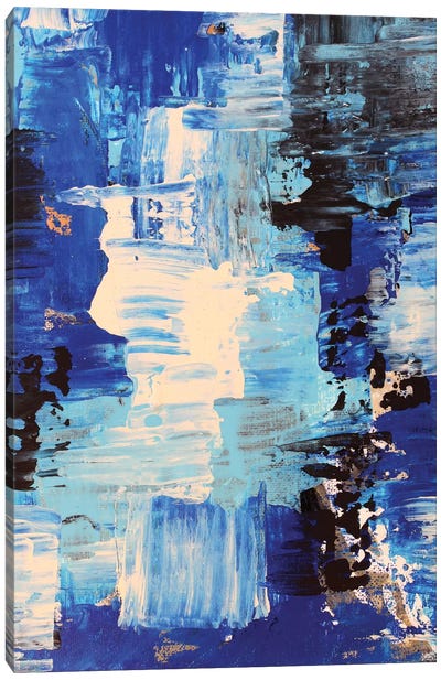 Blue Abstract II Canvas Art Print - Indigo & White 