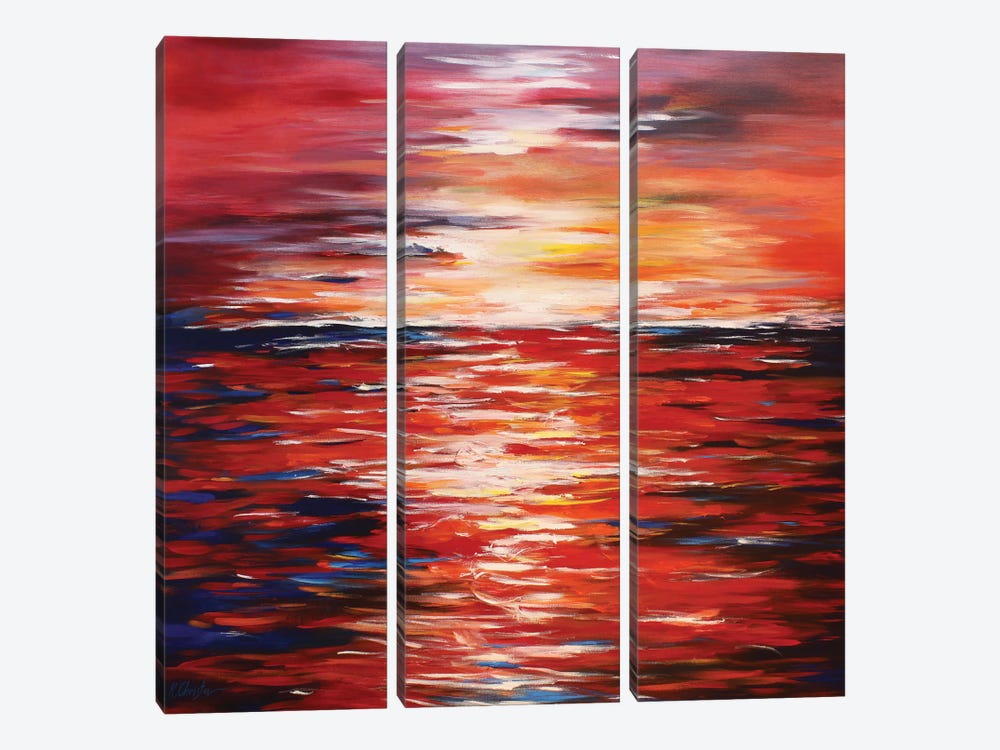 Abstract Landscape In Red by Radiana Christova 3-piece Canvas Art