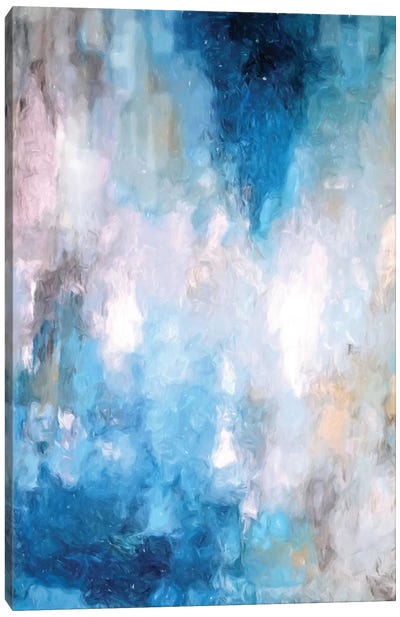 Abstract Rain V Canvas Art Print - Blue Abstract Art
