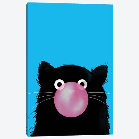 Chewing Gum Bubble Cat Canvas Print #DZL23} by Doozal Canvas Artwork