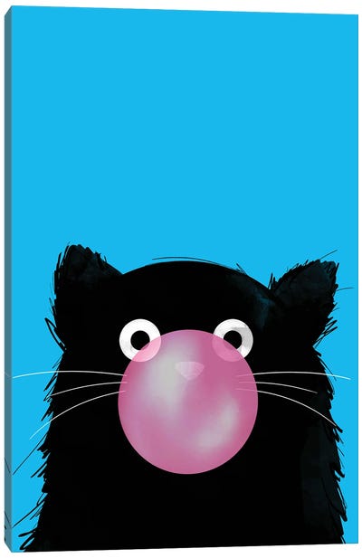 Chewing Gum Bubble Cat Canvas Art Print - Candy Art