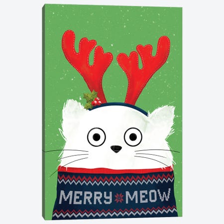 Christmas Reindeer Cat Canvas Print #DZL24} by Doozal Canvas Print