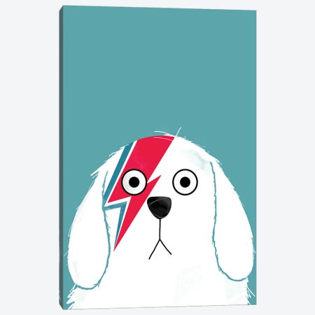 Dog Bowie - White Version Canvas Print #DZL26} by Doozal Canvas Print