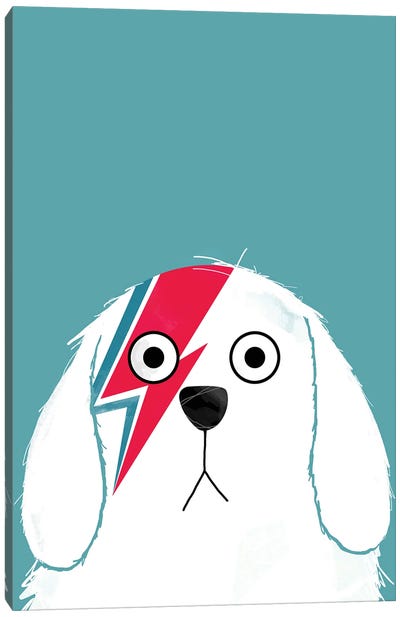 Dog Bowie - White Version Canvas Art Print - David Bowie