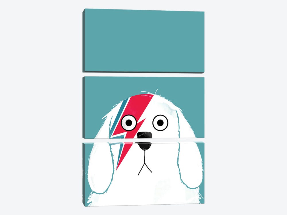 Dog Bowie - White Version by Doozal 3-piece Canvas Art