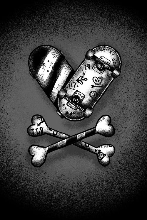 I Heart Skateboarding by Doozal wall art