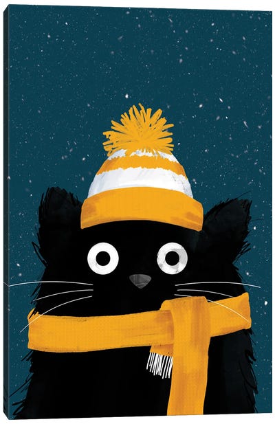 Snowy Winter Day Cat Canvas Art Print - Doozal