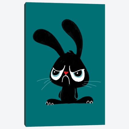 Cute Grumpy Bunny Canvas Print #DZL43} by Doozal Canvas Art