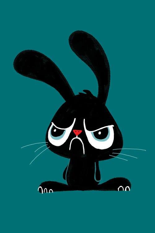 Cute Grumpy Bunny by Doozal wall art
