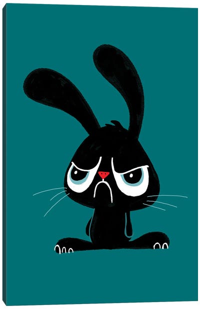 Cute Grumpy Bunny Canvas Art Print - Doozal