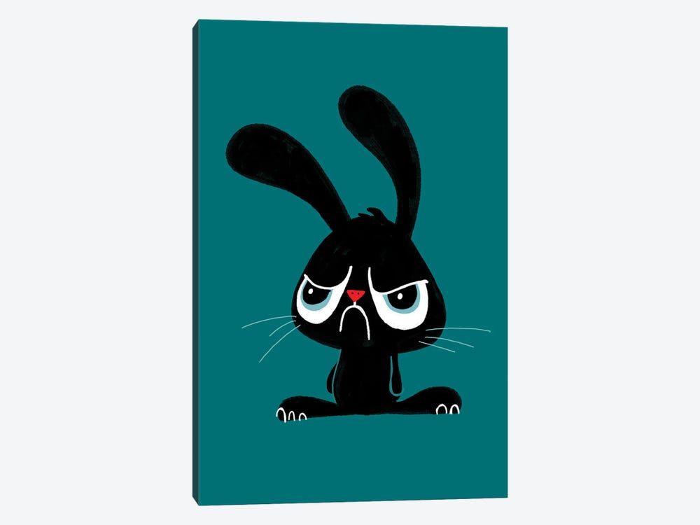 Cute Grumpy Bunny by Doozal 1-piece Canvas Art Print