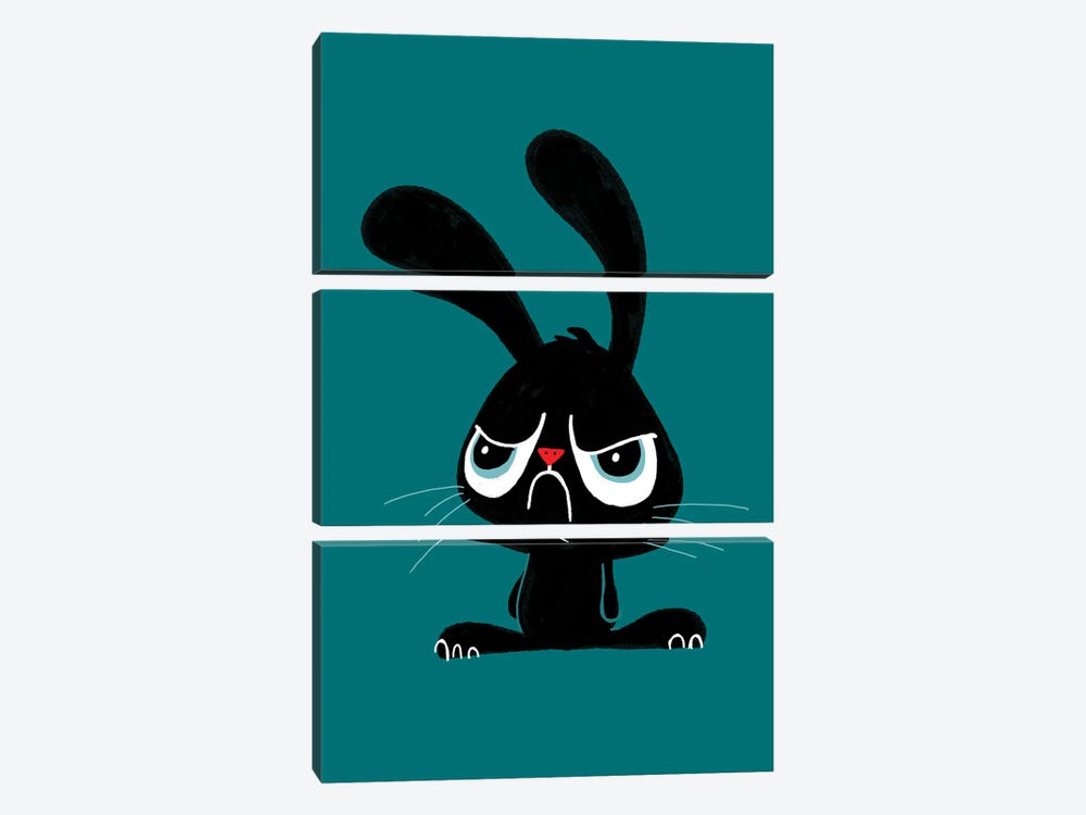 Cute Grumpy Bunny by Doozal 3-piece Canvas Art Print