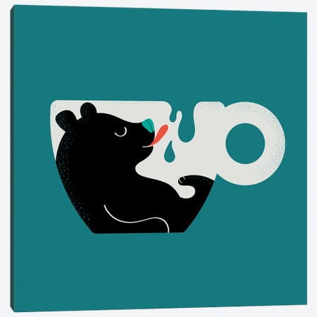 Lazy Bear Enjoying Milk Canvas Print #DZL44} by Doozal Art Print