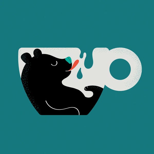 Doozal: Lazy Bear Enjoying Milk by Doozal