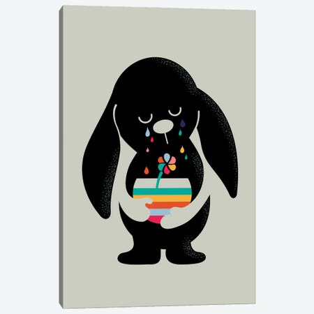 Rainbow Tears Bunny Canvas Print #DZL46} by Doozal Canvas Print