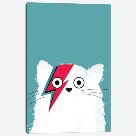 Cat Bowie White Canvas Print #DZL5} by Doozal Canvas Print