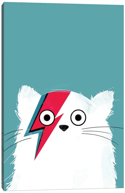 Cat Bowie White Canvas Art Print - Doozal