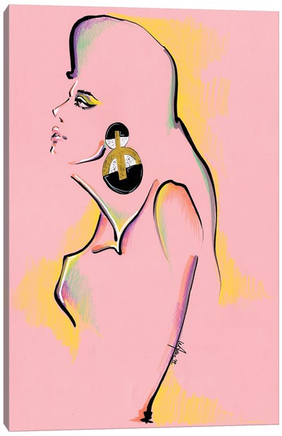 Pink Portrait Collage Canvas Art Print - Barbiecore