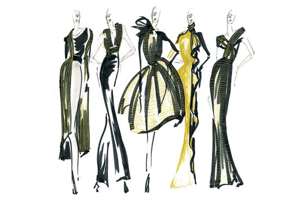 Fashion Illustrations: Golden Lineup II by Elly Azizian