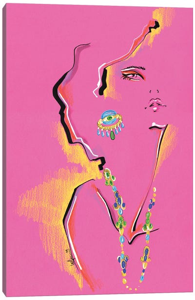 Magenta Portrait Collage Canvas Art Print - Graphic Fashion