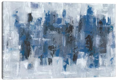 Midtown Moonlight Canvas Art Print - Blue Abstract Art