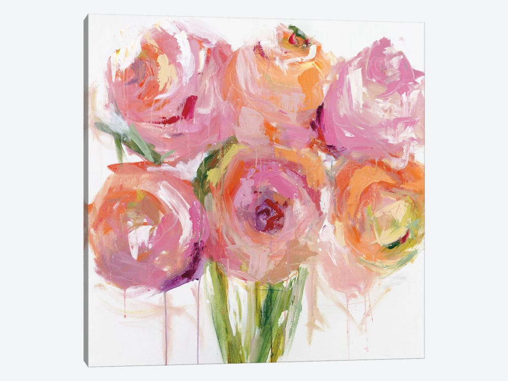 Pink Peonies by Emma Bell 1-piece Canvas Art Print