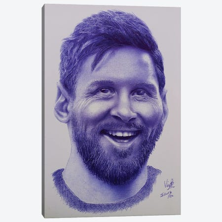 Messi Canvas Print #EBK4} by Ebuka Emmanuel Canvas Art Print