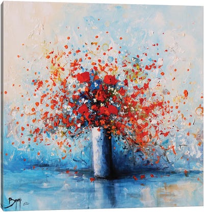 Red Flower Burst Canvas Art Print - Eric Bruni