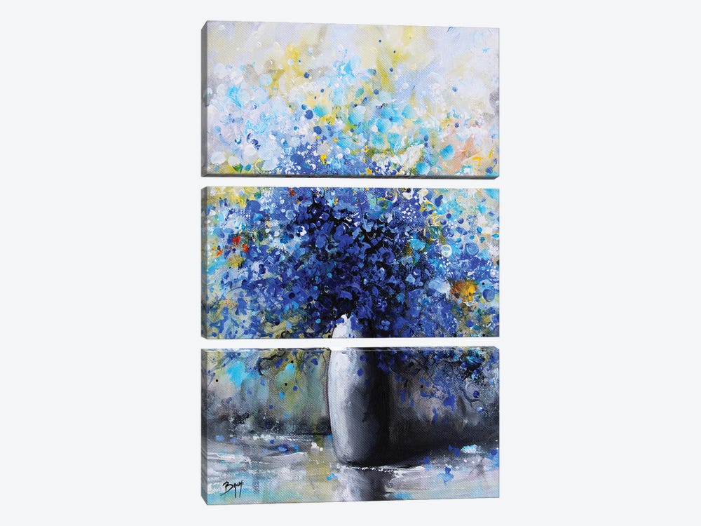 Blue Flowers by Eric Bruni 3-piece Canvas Art Print