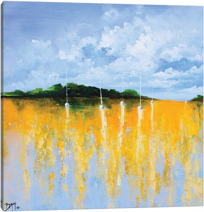 Yellow Reflections On The Lagoon Canvas Art Print - Eric Bruni