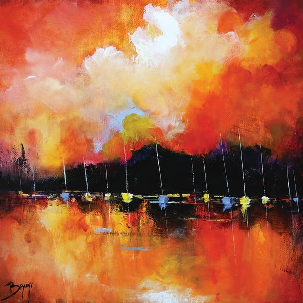 Eric Bruni: Boats Under A Glowing Sky by Eric Bruni
