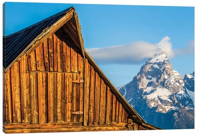 USA, Wyoming, Grand Teton National Park, Jackson, Barn roof in early morning Canvas Art Print - Rocky Mountain Art Collection - Canvas Prints & Wall Art