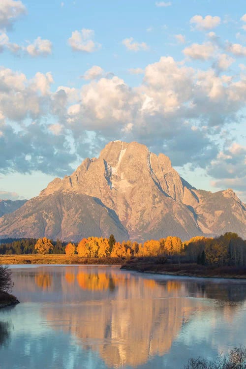 USA, Wyoming, Grand Teton National Park, Mt. Moran along the Snake River in autumn II