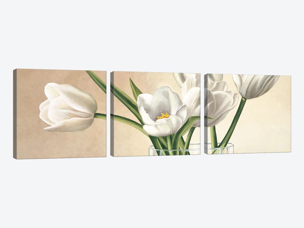 Vaso con tulipani bianchi by Eva Barberini 3-piece Canvas Artwork