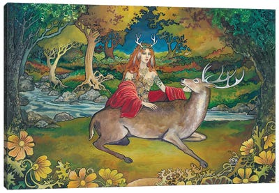 Elen Of The Ways: Goddess Of The Wild Wood Canvas Art Print - Emily Balivet