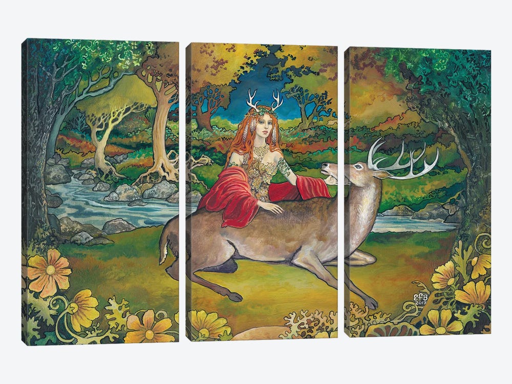 Elen Of The Ways: Goddess Of The Wild Wood by Emily Balivet 3-piece Art Print