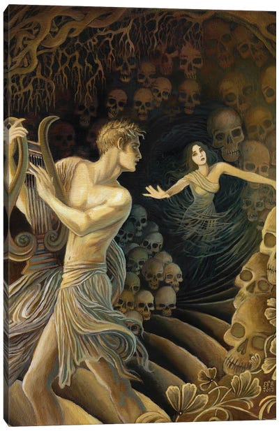 Orpheus And Eurydice Canvas Art Print - Skull Art