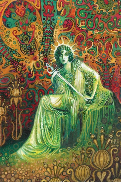 The Queen Of Swords by Emily Balivet metal wall art