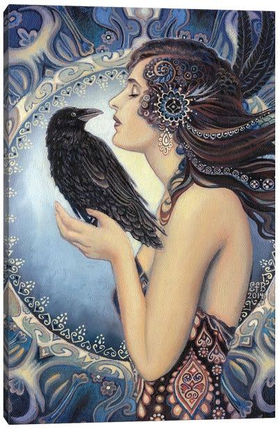 The Raven Goddess Canvas Art Print - Goth Art