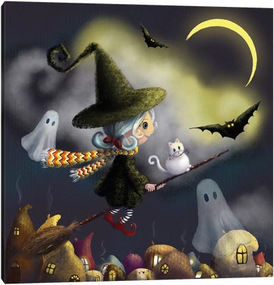 Happy Halloween Canvas Art Print - Witch Art