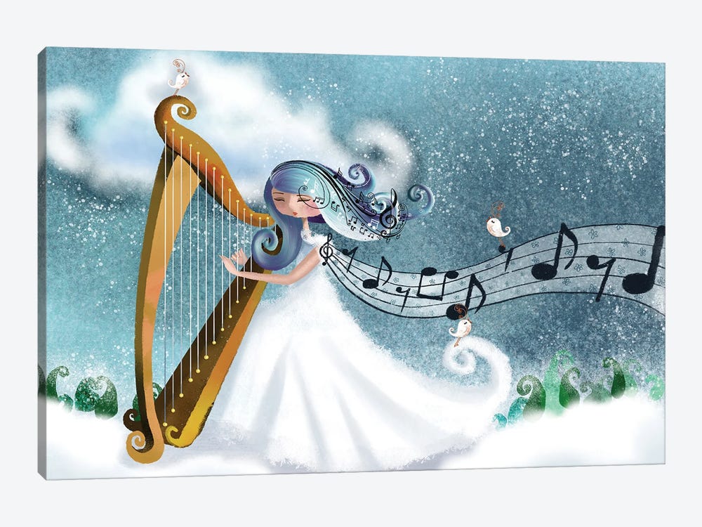 A Winter Harp Player by Ellie Beykzadeh 1-piece Canvas Art
