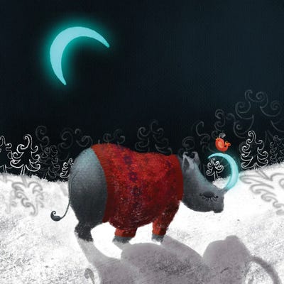 Reflecting Rhino by Ellie Beykzadeh art print