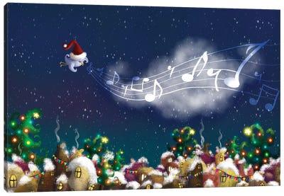 Christmas Is Coming Canvas Art Print - Musical Notes Art