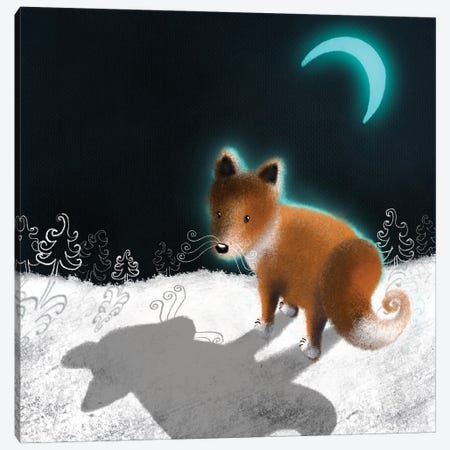 The Fox And The Moon Canvas Print #EBY41} by Ellie Beykzadeh Art Print