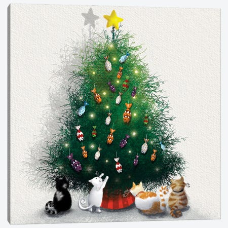 Kitten Christmas Canvas Print #EBY43} by Ellie Beykzadeh Canvas Print