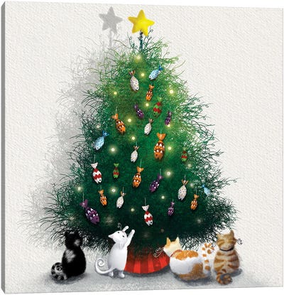 Kitten Christmas Canvas Art Print - Ellie Beykzadeh