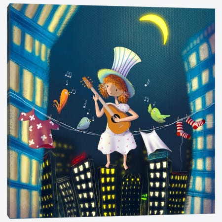 A Solo Concert In The City Canvas Print #EBY45} by Ellie Beykzadeh Canvas Art