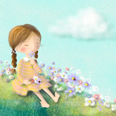 Picking Spring Flowers by Ellie Beykzadeh canvas print