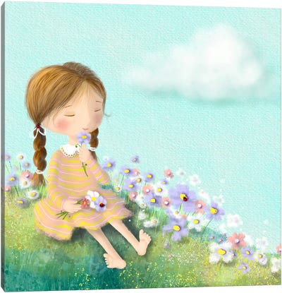 Picking Spring Flowers Canvas Art Print - Ellie Beykzadeh